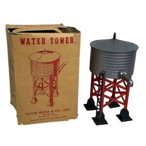 Vintage Louis Marx Marlines Plastic Water Tower #065 w Original Box Model Train